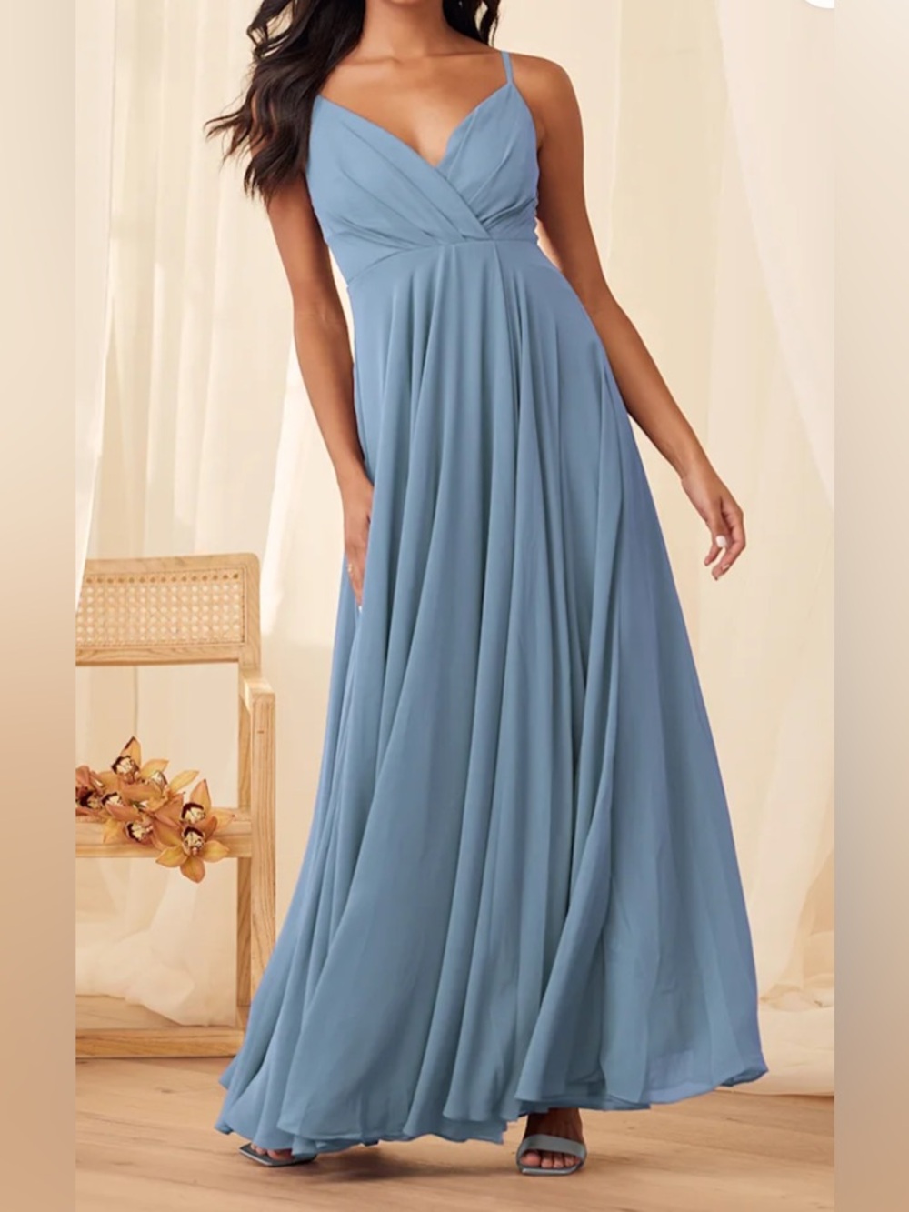 Lulus All About Love Slate Blue Maxi Dress Size XS Prom Wedding Formal